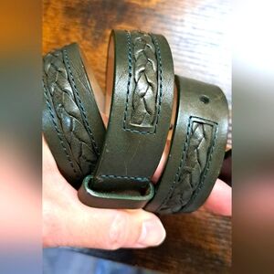 Talbots 6506 Black Genuine Leather Belt Braided Top Work Belt Office Farm XS